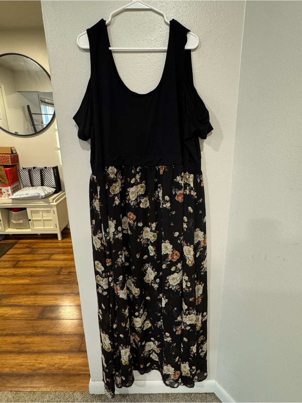 Torrid Black Floral Cold-Shoulder Maxi Dress